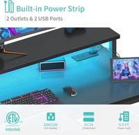 Bureau d'ordinateur pour la maison et le bureau avec support d'écran, bureau de jeu avec station de charge, utilisation en atelier, noir