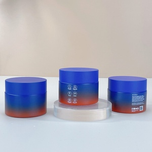 Customized Wide Mouth Skincare Cream <b>Jar</b> Container 30ml 50g 60ml Blue Ombre Custom <b>Empty</b> Matte Glass Cosmetic <b>Jar</b> With Lid - Product Image 2