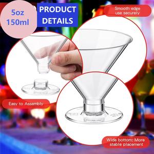 Verres <span class=keywords><strong>à</strong></span> martini <span class=keywords><strong>en</strong></span> <span class=keywords><strong>plastique</strong></span> de 5 oz, paroi simple, incassables, mini verres <span class=keywords><strong>à</strong></span> martini <span class=keywords><strong>en</strong></span> <span class=keywords><strong>plastique</strong></span> rigide, gobelets de fête et verres <span class=keywords><strong>à</strong></span> parfait pour dessert - Product Image 3