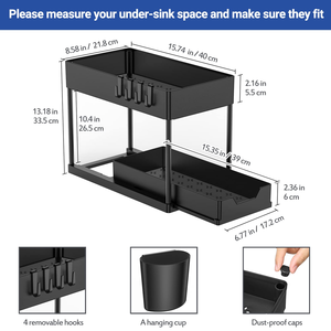 Multi Purpose <b>Kitchen</b> 2 Tier Organizer Pull Out Sliding Drawers Under Sink Cabinet Shelf Spice Bathroom <b>Storage</b> Rack - Product Image 3