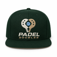 Gorra Snapback Unisex de Perfil Alto con 6 Paneles y Visera Plana, Bordado de Padel y Parche Personalizado para Deportes de Raqueta, Edición Limitada