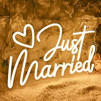 Panneau lumineux LED en forme de cœur « Just Married » pour mariage, décoration de chambre, fête à domicile, anniversaire, décoration romantique