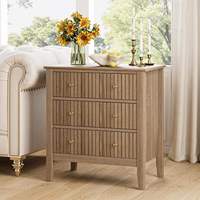 Table de chevet moderne en bois massif DU'S, avec trois tiroirs et une capacité extra-large, adaptée à de multiples scénarios