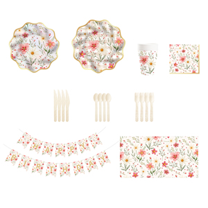 Platos y Servilletas con Diseño de Flores Silvestres DAMAI, Artículos para Fiestas, Platos de Papel Florales, Servilletas, Decoraciones para Baby Shower, Juego de Vajilla - Product Image 4