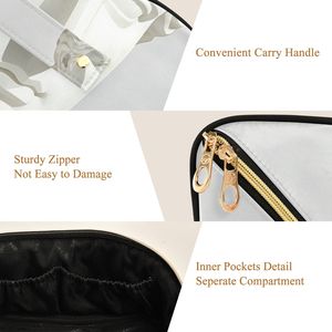 Rhombus Pattern Travel Cosmetic Bag, 300G Thick Twill Fabric <b>Makeup</b> Organizer <b>Case</b>, Handy Storage Pouch for Daily Use - Product Image 4
