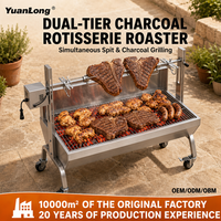 Barbecue Rotisserie Extérieur Moderne en Acier Inoxydable 304 avec Finition Brossée sur Chariot Multifonction