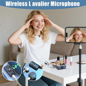 Microphone sans fil Q8 2Mic avec suppression du bruit, affichage numérique, autonomie de 20h, portée de 65 pieds, pour enregistrement <span class=keywords><strong>sur</strong></span> téléphone portable - Product Image 4