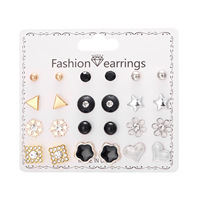 Set Anting Warna-warni Emas Trendi Bentuk Hati Buah Bunga Set Anting Tusuk untuk Wanita Perhiasan Mutiara Putih Korea