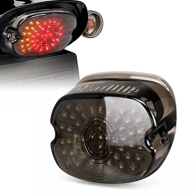חדש מותאם אישית עמיד למים עשן 12V אופנוע אדום בלם ענבר הפיכת LED זנב אור עבור H-arley אופנועים