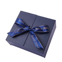 Boîte à bijoux Double porte pour la saint-valentin, coffret en carton, haut de gamme, ouvert, avec ruban, 50 unités