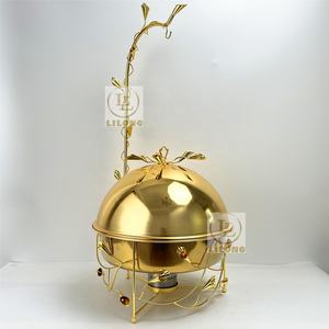 Nuevo Diseño de Lujo, Recipiente para Calentar Alimentos de Acero Inoxidable Dorado de <span class=keywords><strong>10L</strong></span> con Tapa Colgante, para Buffet de Hotel, Bodas y Catering - Product Image 3