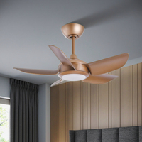 Nouveau ventilateur de plafond LED à moteur CC avec télécommande WIFI, petite taille 32 pouces, en plastique ABS, 5 pales, lumière LED à intensité variable