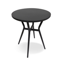 Vente en gros de table basse à manger en aluminium noir design de piédestal carré rond personnalisable pour l'extérieur petit endroit pour restaurant