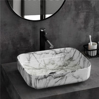 Nouveau design rectangulaire en marbre noir lavabo à main comptoir art labavo céramique salle de bain éviers bassin en marbre
