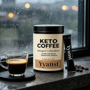 Café Instantáneo Cetogénico con Mezcla de Plantas Naturales, 10g*10 Sobres, Crema Blanca, Tapa Plana, Frasco de Plástico, Diseño Minimalista, OEM, Personalizado, a Granel - Product Image 2