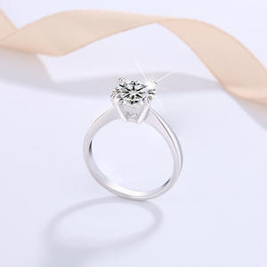 9 Fabriek Groothandel 925 Zilver Geplatineerde Vier Klauw 2ct Ronde Briljant Gesneden Moissanite Belofte Sieraden Fijne Ring Voor Vrouwen - Product Image 3