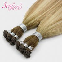 Extensions de cheveux humains de luxe 22 pouces, blond balayage, Genius Weft, double trame, cheveux vierges Remy, extensions micro-trame invisibles