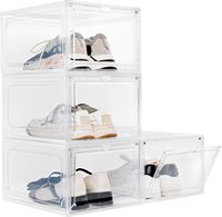 Boîte à chaussures empilable écologique et durable avec porte magnétique grande capacité pour salle de bain et cuisine