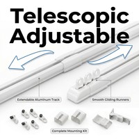 Rail de rideau en alliage d'aluminium au design moderne, longueur réglable, pour montage au plafond du salon avec supports muraux et anneaux de rideau
