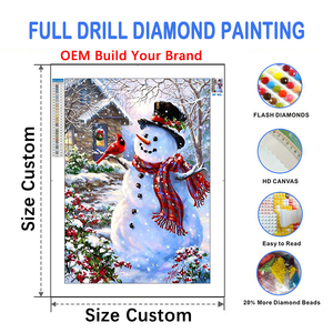 Broderie de Noël Bonhomme de Neige Point de Croix Strass Mosaïque Perles Travail d'Aiguille Peinture <span class=keywords><strong>Diamant</strong></span> Carré Complet Décoration Maison Art - Product Image 2