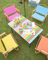 Table de camping pliante légère arc-en-ciel, portable, pour pique-niques en plein air et fêtes