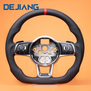 Volante de Cuero Completo para Volkswagen MK7 MK6 Golf7 Polo CC Jetta Tiguan <span class=keywords><strong>GTI</strong></span> R GTD GTS GTE R-Line, Base Plana de Alta Calidad - Product Image 1