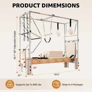 CZFIT Set de Reformer de Pilates Ajustable de Madera de Arce con Cama de Entrenamiento de Core - Multifuncional, Duradero y Ecológico - Product Image 5