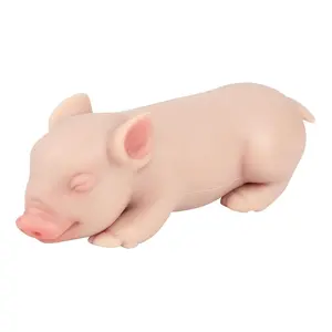 14CM silikon yeniden doğmuş uyku domuz bebek gerçekçi sanat Mini Piglet oyuncaklar çocuklar için noel bebekler