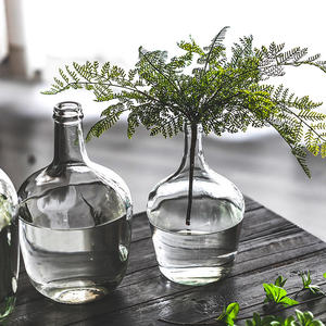 Meilleure vente en gros de décoration intérieure de style campagnard en bois osier support en rotin avec bouteille en verre Vase en cristal design tissé en <span class=keywords><strong>paille</strong></span> - Product Image 2