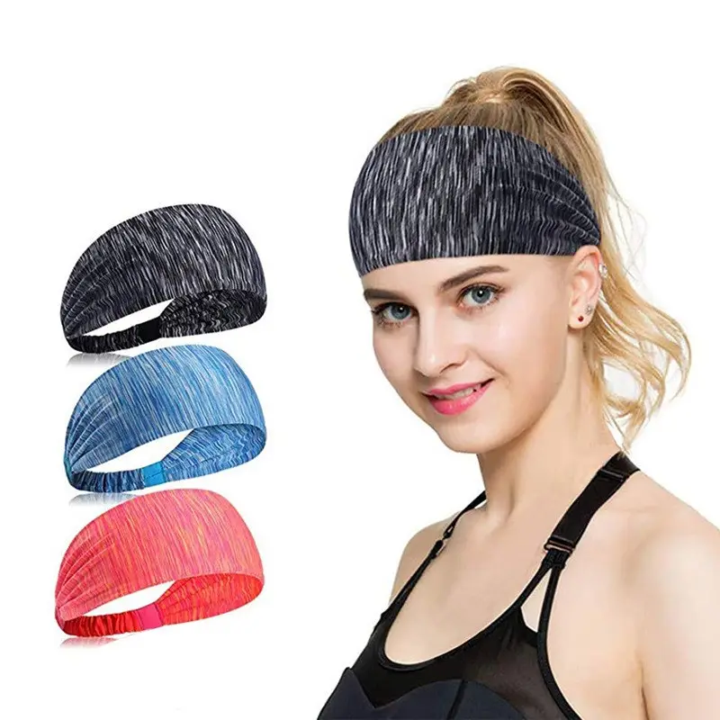 Custom logo headband adjustable athletic woman sweat bands headband Fitness elastic sport hair decoration band