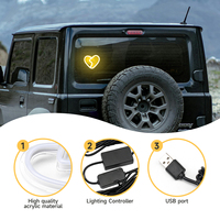 Lumières de fenêtre à LED pour voiture Lumières de décoration intérieure Lumières d'ambiance en forme de cœur lumineux Câblage USB Modification de voiture Décoration de voiture au néon