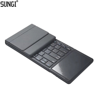 Keyboard Mini BT Lipat Nirkabel Tipis dengan Touchpad Operasi Membran Baru Portabel untuk Penggunaan Tablet