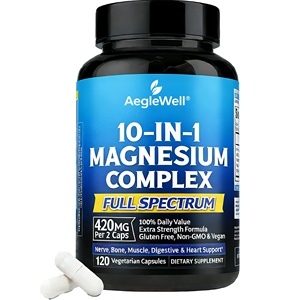 Cápsulas de Complejo de Magnesio AegleWell 10 en 1, Suplemento de Magnesio de Alta Potencia para el Soporte de Huesos, Músculos, Digestión y Corazón - Product Image 1