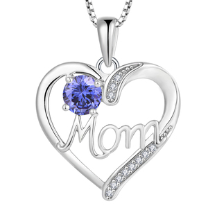 <span class=keywords><strong>XLOVE</strong></span> Vente en gros Collier pendentif en argent sterling en forme de cœur pour maman, cadeau spécial fête des Mères, avec pierre de naissance pour femme - Product Image 6