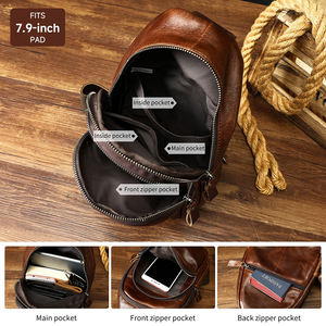 Sac banane unisexe en cuir véritable de haute qualité avec fermeture éclair, design en forme de baril, tendance pour un usage quotidien - Product Image 3