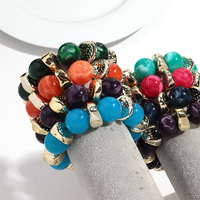 Bijoux de fête décontractés 2025 Bracelet en perles or martelé irrégulier CCB perle marbre coloré rond acrylique Bracelet élastique Bracelet