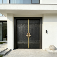 Portes d'entrée extérieures en aluminium coulé HuiAng, surface irrégulière minimaliste, résistantes à l'eau, ouverture manuelle, pour villa, garantie 1 an