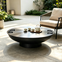Brasero rond en métal avec couvercle, couvercle multifonctionnel pouvant servir de table basse d'extérieur, foyer pour jardin, patio ou cour arrière