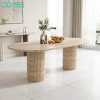HZX STONE Plaque de marbre beige polie pour table à manger intérieure, durable, écologique, imperméable, découpée sur mesure