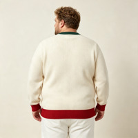 Pull en tricot blanc pour homme, style ethnique, simple, patchwork, col rond, ensemble de pulls OEM ODM