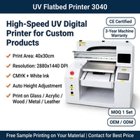 Imprimante UV à plat 30x40cm CMYK avec encre blanche, séchage UV LED pour boîtes à foulards, conception personnalisée, emballage cadeau, finition de luxe pour la vente au détail