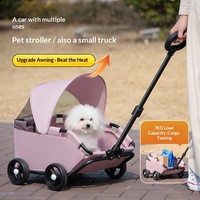 Nouvelle poussette miniature pour animaux de compagnie avec auvent pare-pluie pliable, capacité de rangement de 25 cm, chariot de transport multifonctionnel pour animaux de compagnie