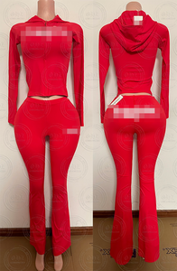 Producenten op maat gemaakte trainingspakken workout sets dames rits hoodie jack wijde broek leggings 2-delige set trainingspakken voor dames - Product Image 3