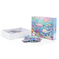 Puzzles en carton personnalisés en gros, colorés, sur le thème du monde sous-marin, avec des dauphins, éducatifs, ronds, en papier, pour le sol