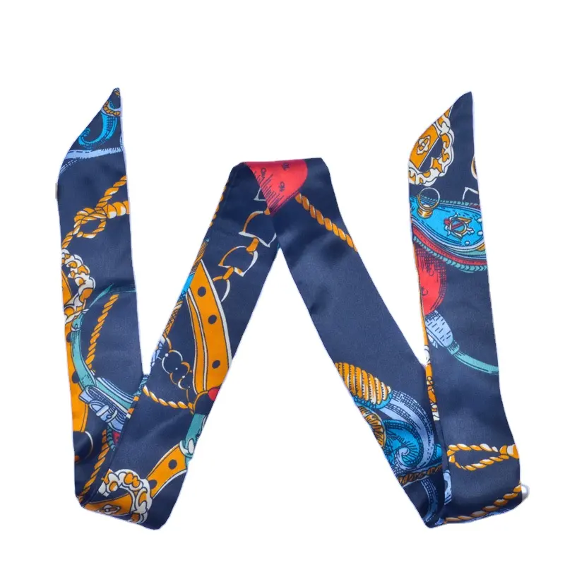 Wholesale Spring Summer Multi-use Emulation silk Scarf Bandana Headband Women Ladies Custom Scarves