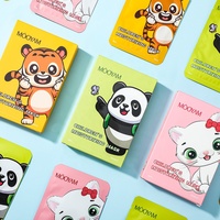 Masques Faciaux Hydratants Doux en Forme d'Animaux pour Enfants et Bébés, Soin de la Peau, Boîte de 5 Pièces, Motifs Panda, Tigre et Chat de Dessin Animé