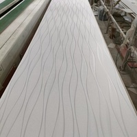 Panneaux muraux et de plafond pour hôtel en PVC texturé givré laminé de 400 mm, motif vague d'eau, ignifuge et imperméable