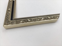 Moldura de Madera Sólida Negra y Plateada con Grabado Floral, Estilo Vintage para Cuadros Clásicos al Óleo