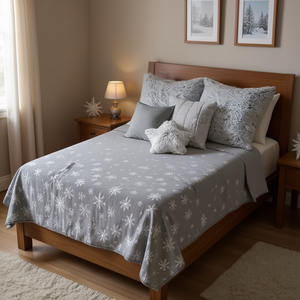 Manta de Felpa con Diseño de Copos de Nieve, Ligera, Rectangular, Estilo Nórdico, para Todas las Temporadas - Product Image 2