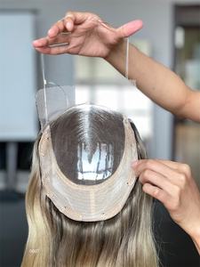 SHY Hair New Desgin Mini peluca Ombre Rubio Cabello humano Onda del cuerpo Topper frontal de encaje con línea de cabello prearrancada - Product Image 6